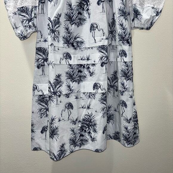 Hunter Bell Jenkins Dress Flamingo White & Navy Preppy Coastal Resort Wear Dress - Picture 12 of 15